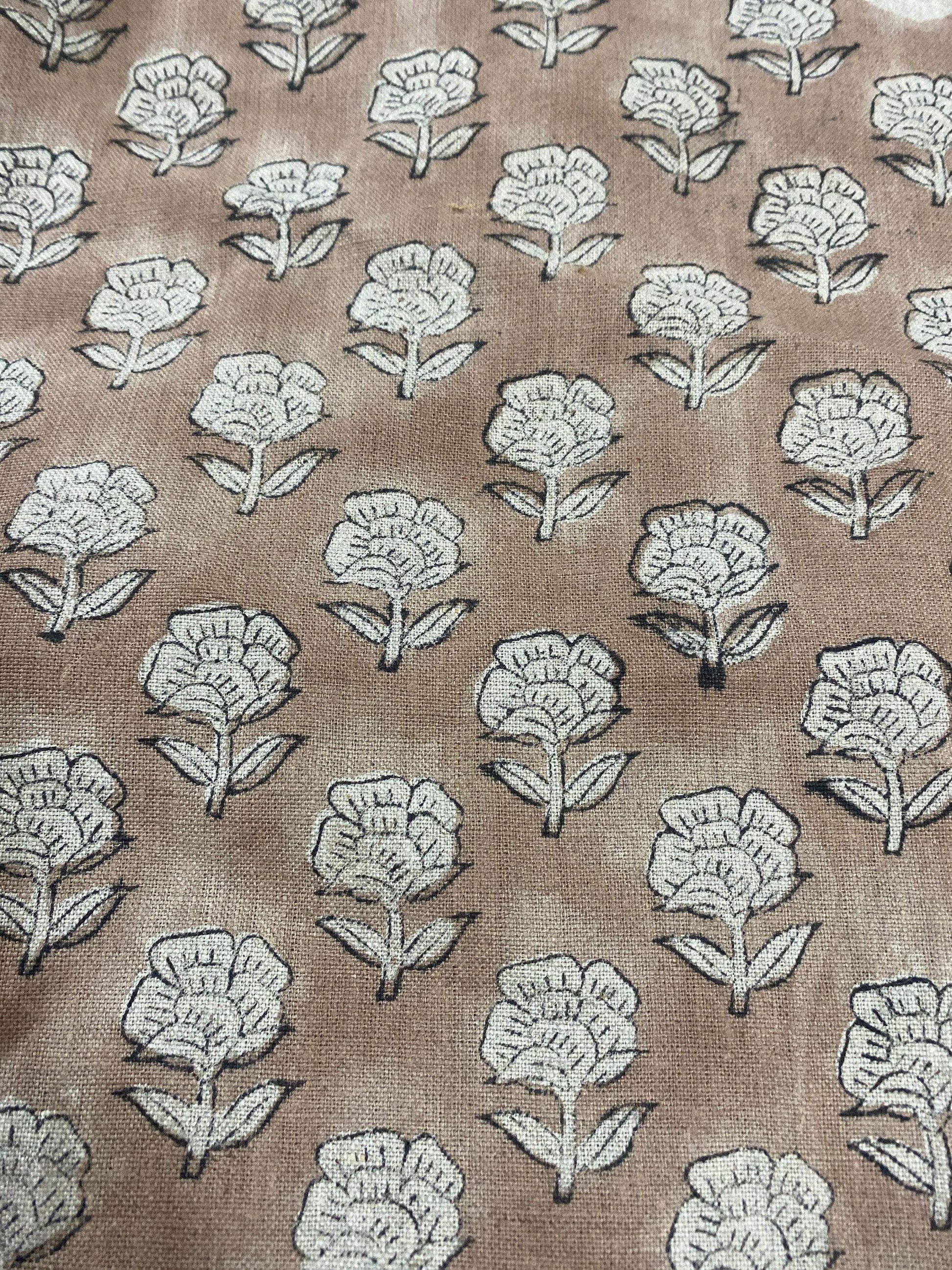 Linen fabric, Fabric by yard, Hand printed fabric, Block Print Fabric, Indian Fabric