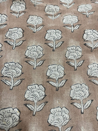 58" inches Hand Block Printed Linen Fabric , Home Decor Best Linen Fabric for decor, pillows ,upholstery, curtain