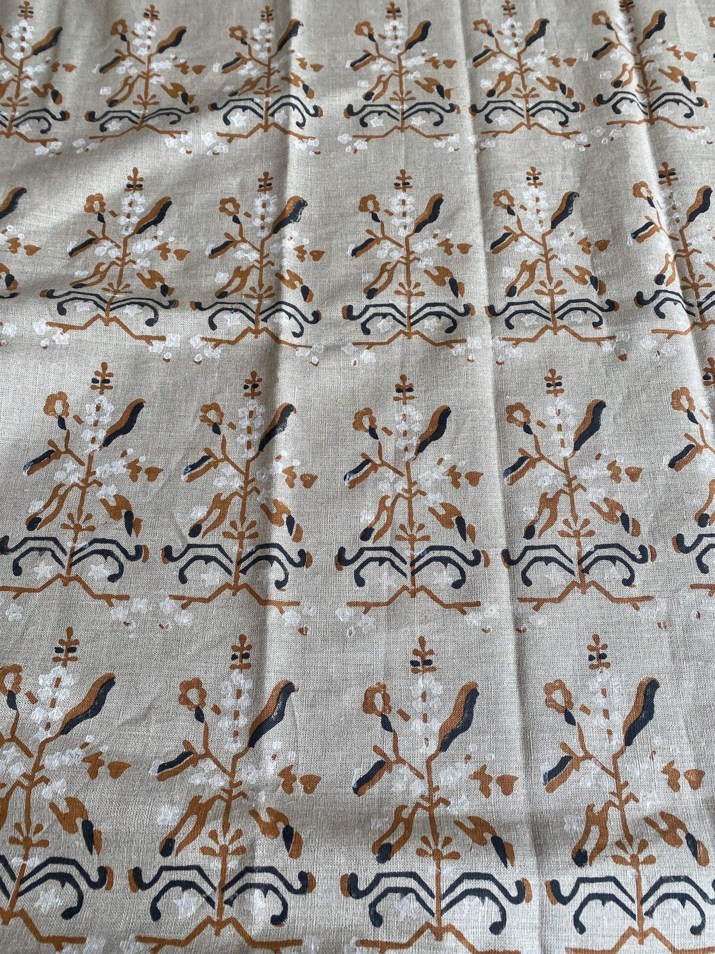 58" inches Hand Block Printed Linen Fabric , Home Decor Best Linen Fabric for decor, pillows ,upholstery, curtain - Maple Village Lane