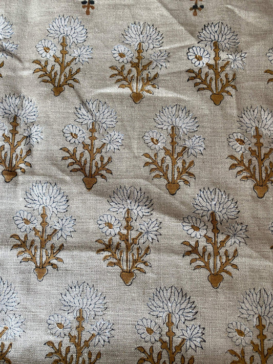 Linen fabric, Fabric by yard, Hand printed fabric, Block Print Fabric, Indian Fabric