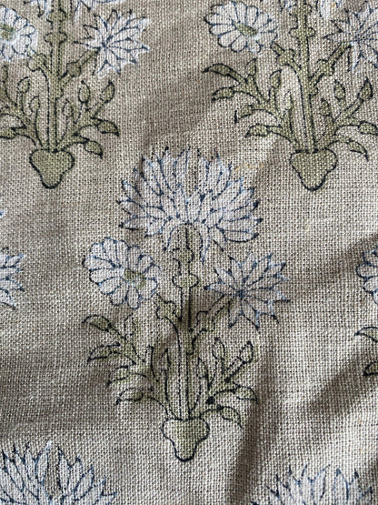 58" inches Hand Block Printed Linen Fabric , Home Decor Best Linen Fabric for decor, pillows ,upholstery, curtain