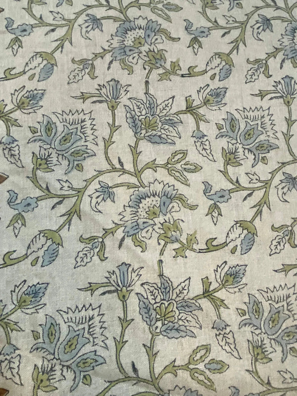 Elisa Block Print Upholstery Linen Fabric