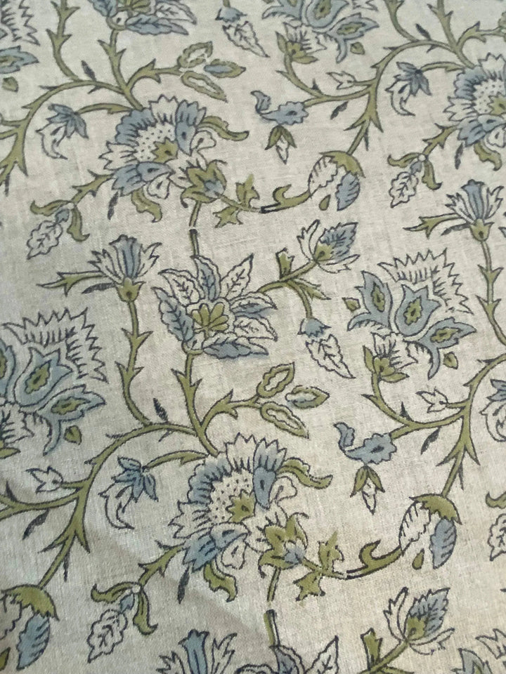 58" inches Hand Block Printed Linen Fabric , Home Decor Best Linen Fabric for decor, pillows ,upholstery, curtain - Maple Village Lane