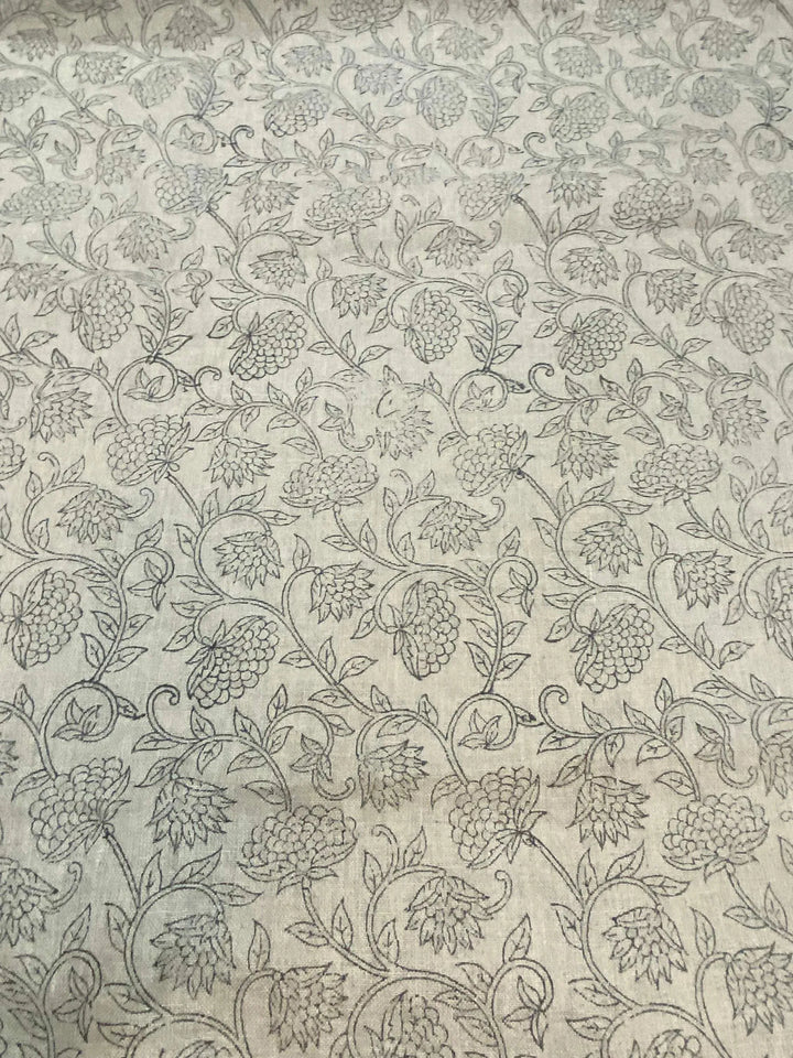 58" inches Hand Block Printed Linen Fabric , Home Decor Best Linen Fabric for decor, pillows ,upholstery, curtain - Maple Village Lane