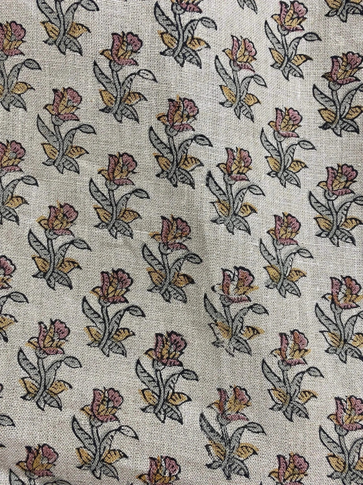58" inches Hand Block Printed Linen Fabric , Home Decor Best Linen Fabric for decor, pillows ,upholstery, curtain - Maple Village Lane