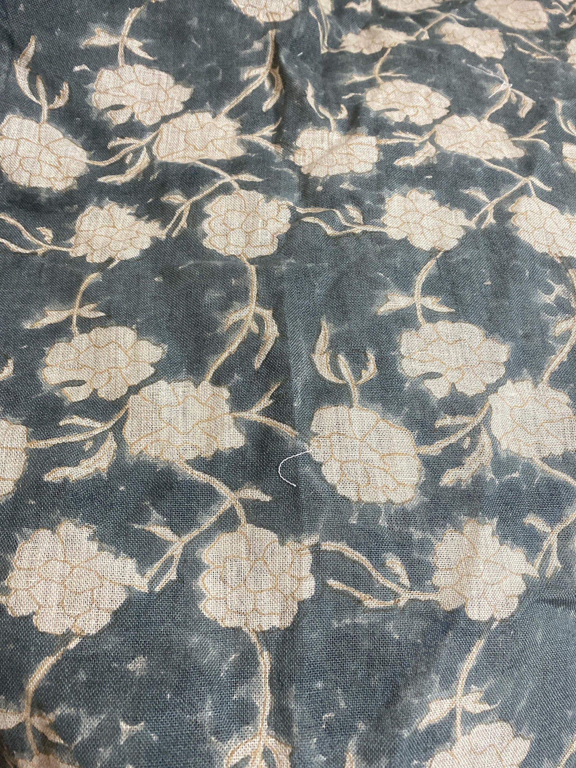 Linen fabric, Fabric by yard, Hand printed fabric, Block Print Fabric, Indian Fabric