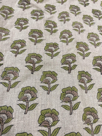 Linen fabric, Fabric by yard, Hand printed fabric, Block Print Fabric, Indian Fabric