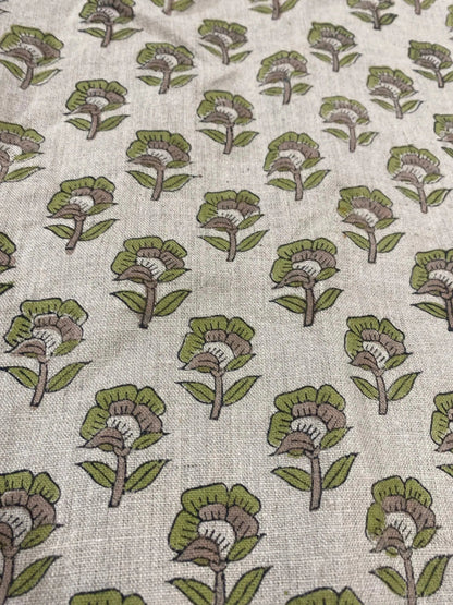 Linen fabric, Fabric by yard, Hand printed fabric, Block Print Fabric, Indian Fabric