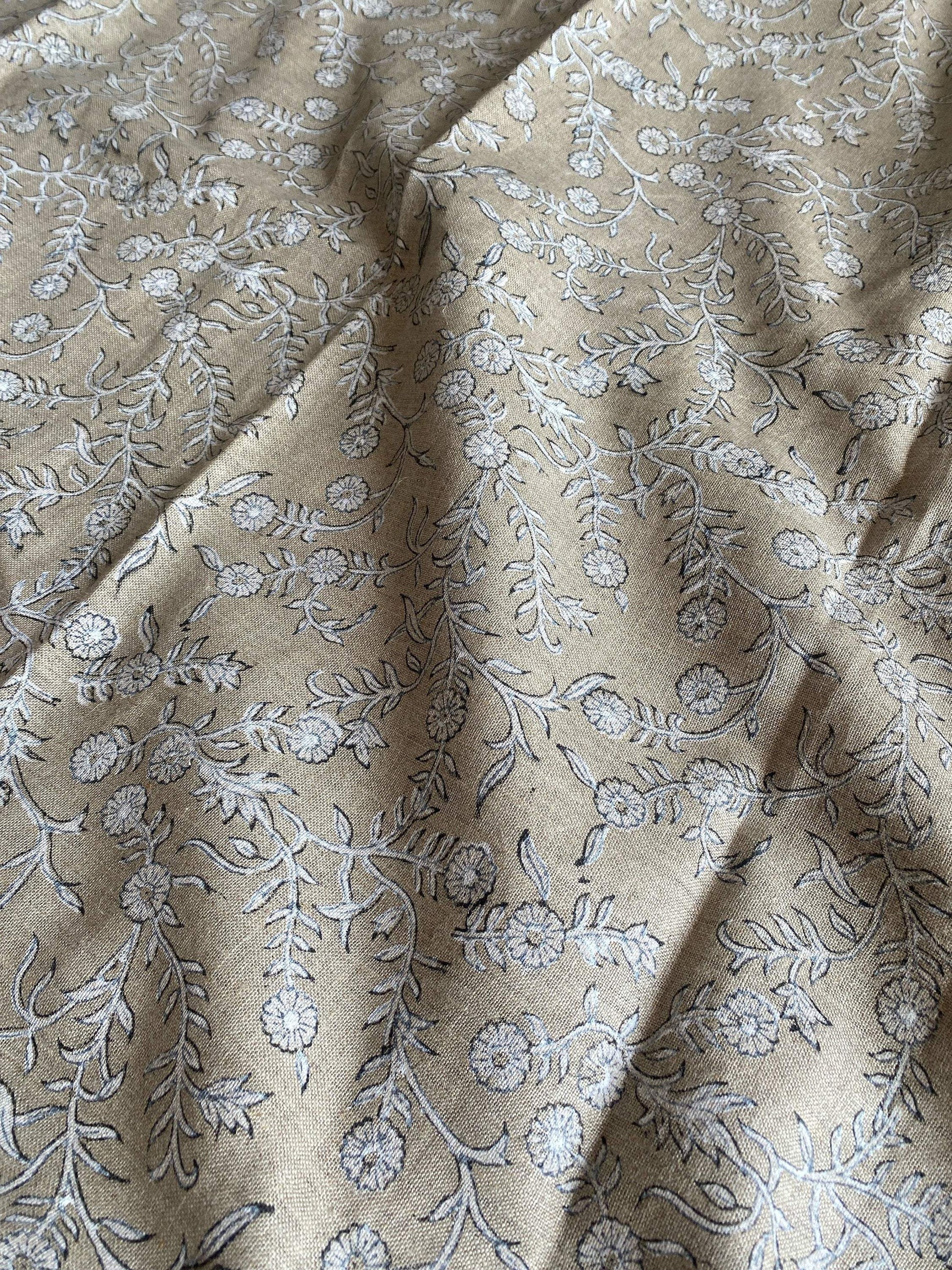 Linen fabric, Fabric by yard, Hand printed fabric, Block Print Fabric, Indian Fabric