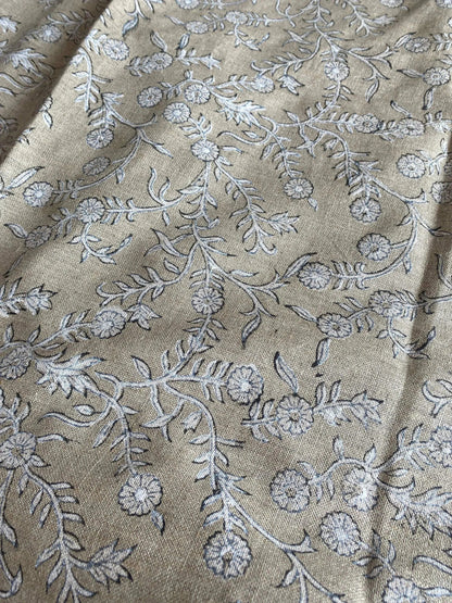 58" inches Hand Block Printed Linen Fabric , Home Decor Best Linen Fabric for decor, pillows ,upholstery, curtain - Maple Village Lane