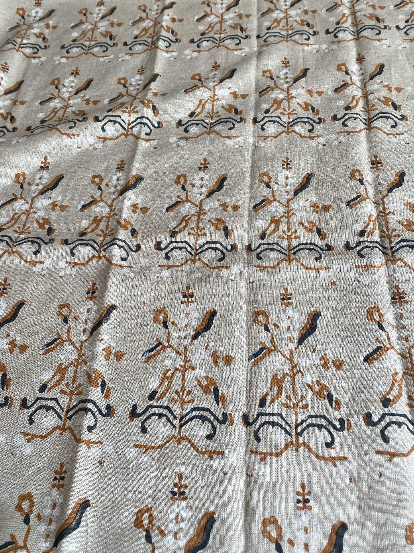 58" inches Hand Block Printed Linen Fabric , Home Decor Best Linen Fabric for decor, pillows ,upholstery, curtain