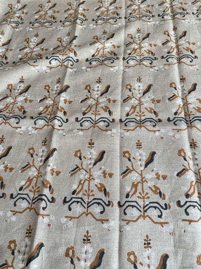 58" inches Hand Block Printed Linen Fabric , Home Decor Best Linen Fabric for decor, pillows ,upholstery, curtain - Maple Village Lane