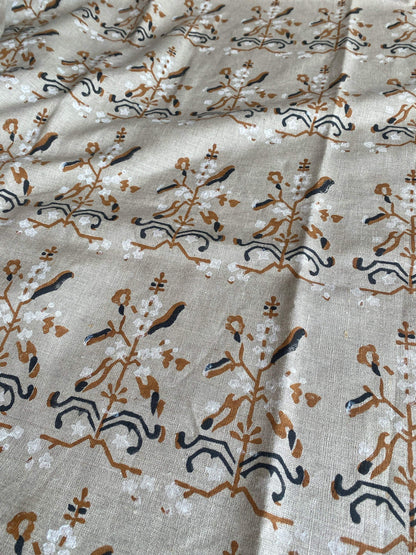 58" inches Hand Block Printed Linen Fabric , Home Decor Best Linen Fabric for decor, pillows ,upholstery, curtain - Maple Village Lane