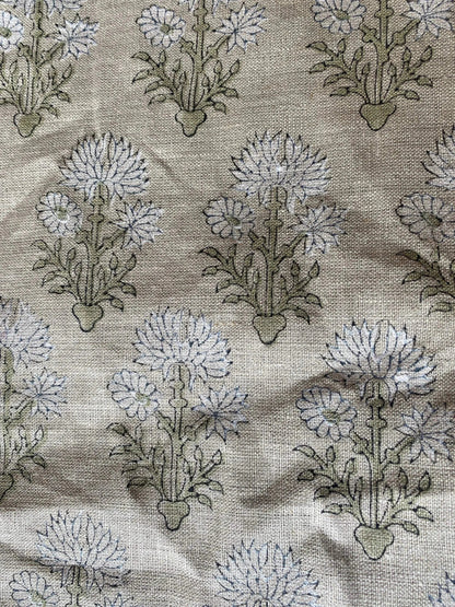 Linen fabric, Fabric by yard, Hand printed fabric, Block Print Fabric, Indian Fabric
