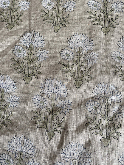 58" inches Hand Block Printed Linen Fabric , Home Decor Best Linen Fabric for decor, pillows ,upholstery, curtain