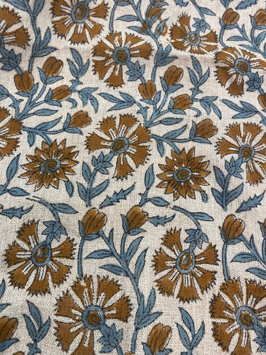 Linen fabric, Fabric by yard, Hand printed fabric, Block Print Fabric, Indian Fabric