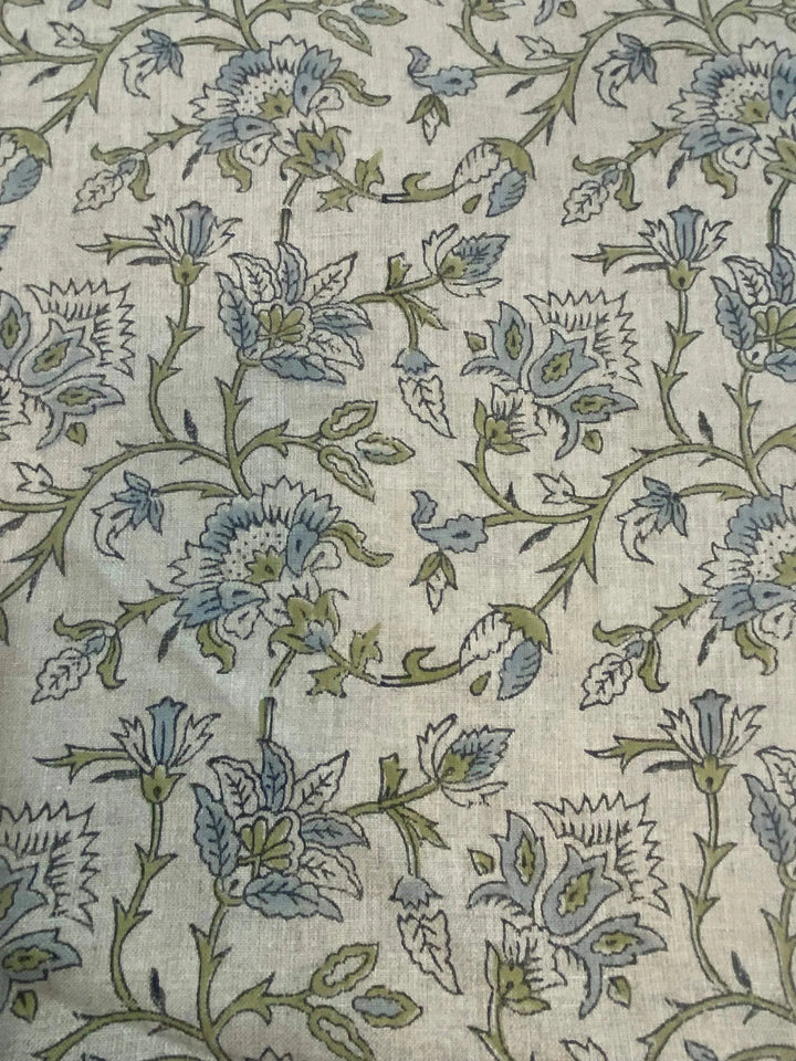 58" inches Hand Block Printed Linen Fabric , Home Decor Best Linen Fabric for decor, pillows ,upholstery, curtain - Maple Village Lane