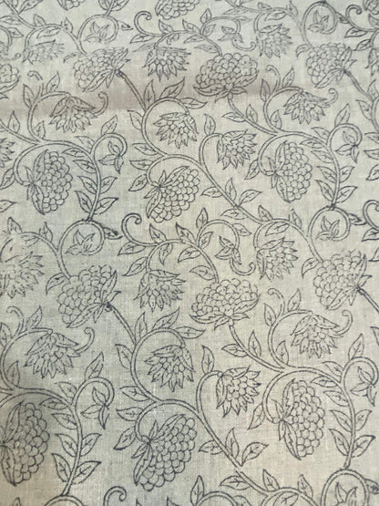 58" inches Hand Block Printed Linen Fabric , Home Decor Best Linen Fabric for decor, pillows ,upholstery, curtain