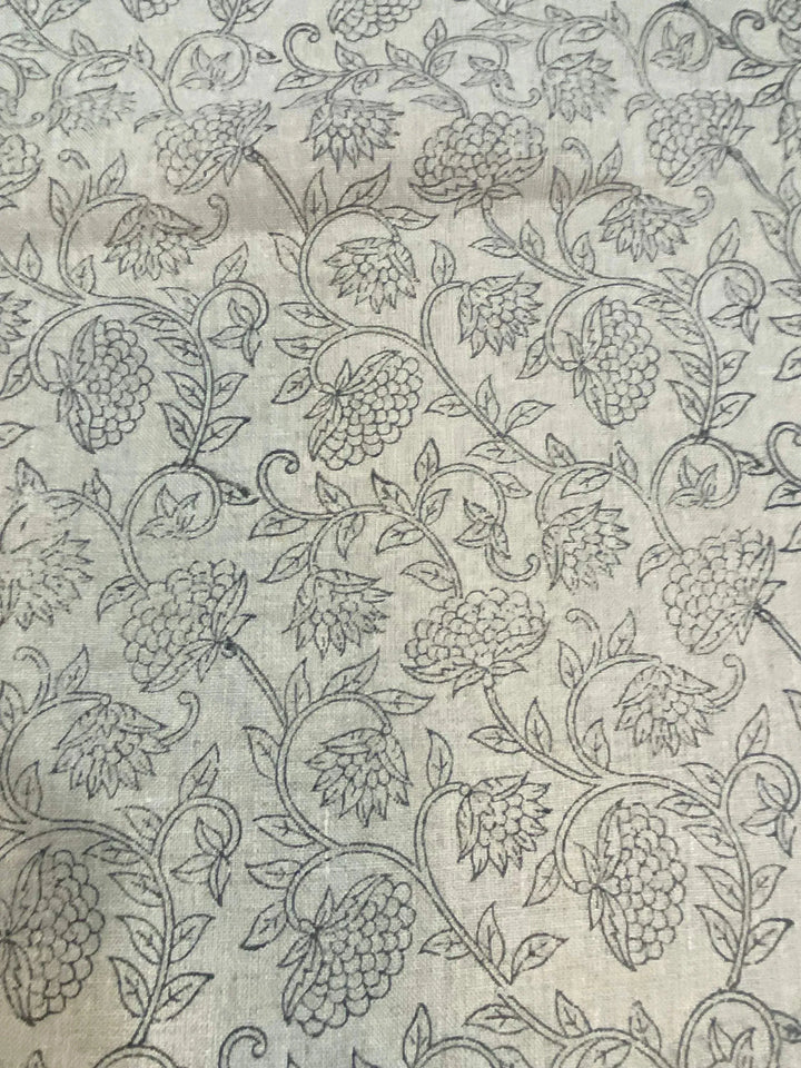 58" inches Hand Block Printed Linen Fabric , Home Decor Best Linen Fabric for decor, pillows ,upholstery, curtain - Maple Village Lane