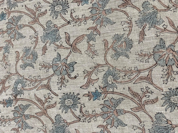 58" inches Hand Block Printed Linen Fabric , Home Decor Best Linen Fabric for decor, pillows ,upholstery, curtain - Maple Village Lane