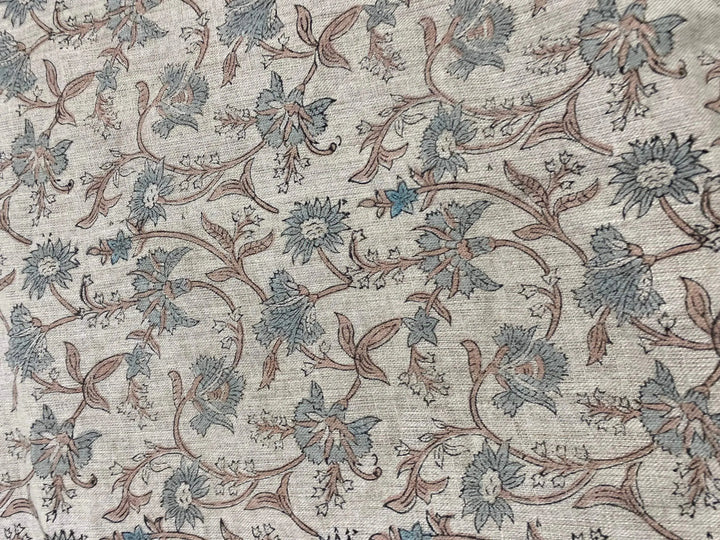 58" inches Hand Block Printed Linen Fabric , Home Decor Best Linen Fabric for decor, pillows ,upholstery, curtain - Maple Village Lane