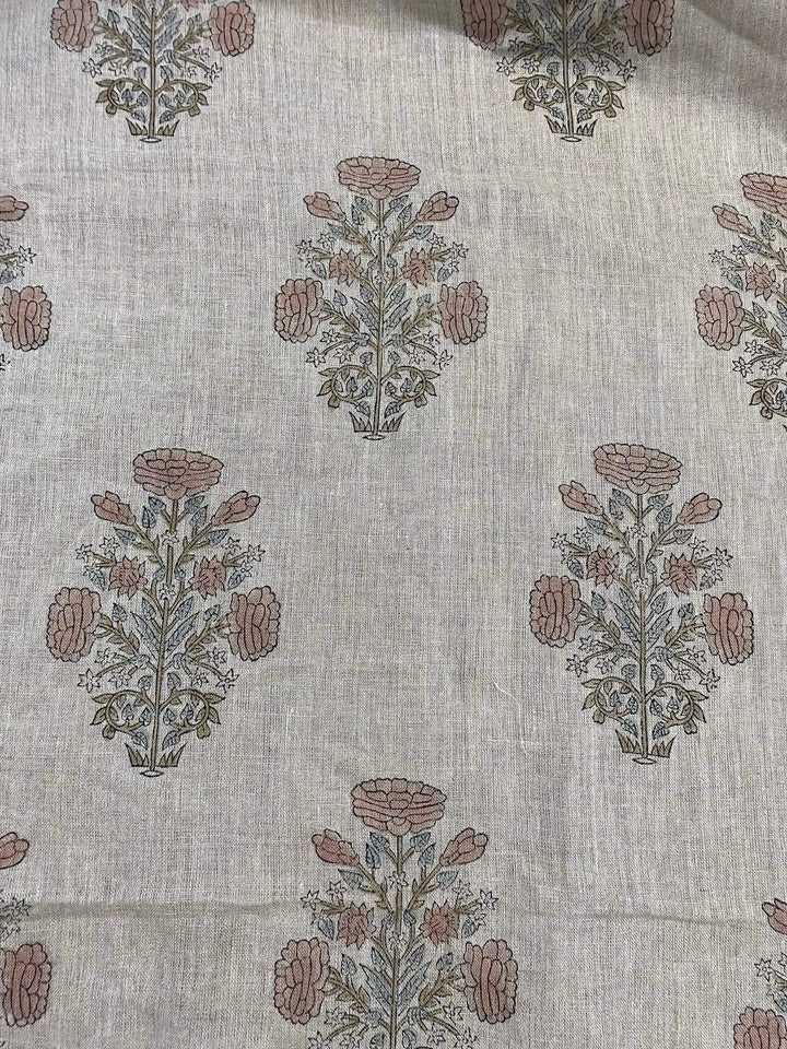 58" inches Hand Block Printed Linen Fabric , Home Decor Best Linen Fabric for decor, pillows ,upholstery, curtain - Maple Village Lane