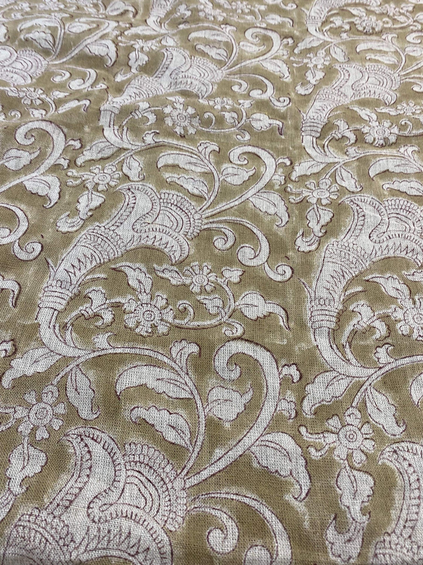 58" inches Hand Block Printed Linen Fabric , Home Decor Best Linen Fabric for decor, pillows ,upholstery, curtain - Maple Village Lane