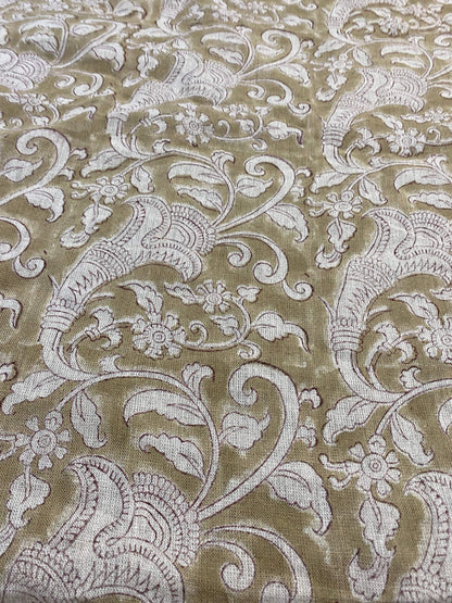 58" inches Hand Block Printed Linen Fabric , Home Decor Best Linen Fabric for decor, pillows ,upholstery, curtain