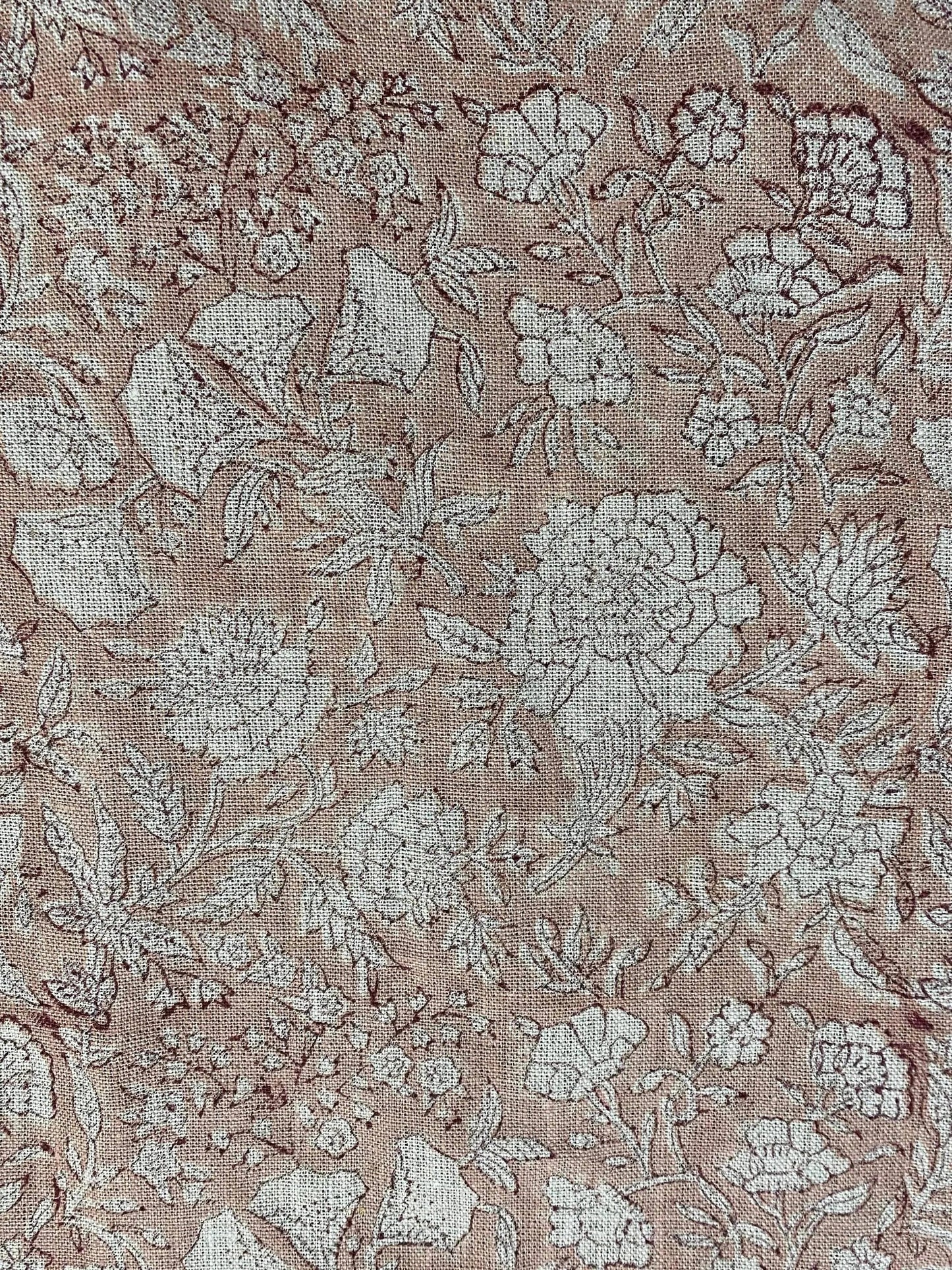Angels Hand Block Printed Linen Fabric - Decor, Pillows, Upholstery, Curtain - Blush Pink - Maple Village Lane