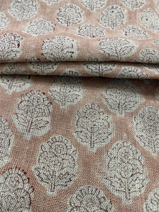 Linen fabric, Fabric by yard, Hand printed fabric, Block Print Fabric, Indian Fabric