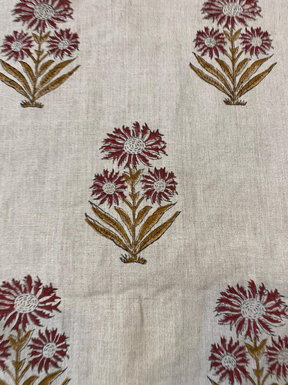 58" inches Hand Block Printed Linen Fabric , Home Decor Best Linen Fabric for decor, pillows ,upholstery, curtain