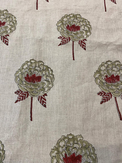 58" inches Hand Block Printed Linen Fabric , Home Decor Best Linen Fabric for decor, pillows ,upholstery, curtain