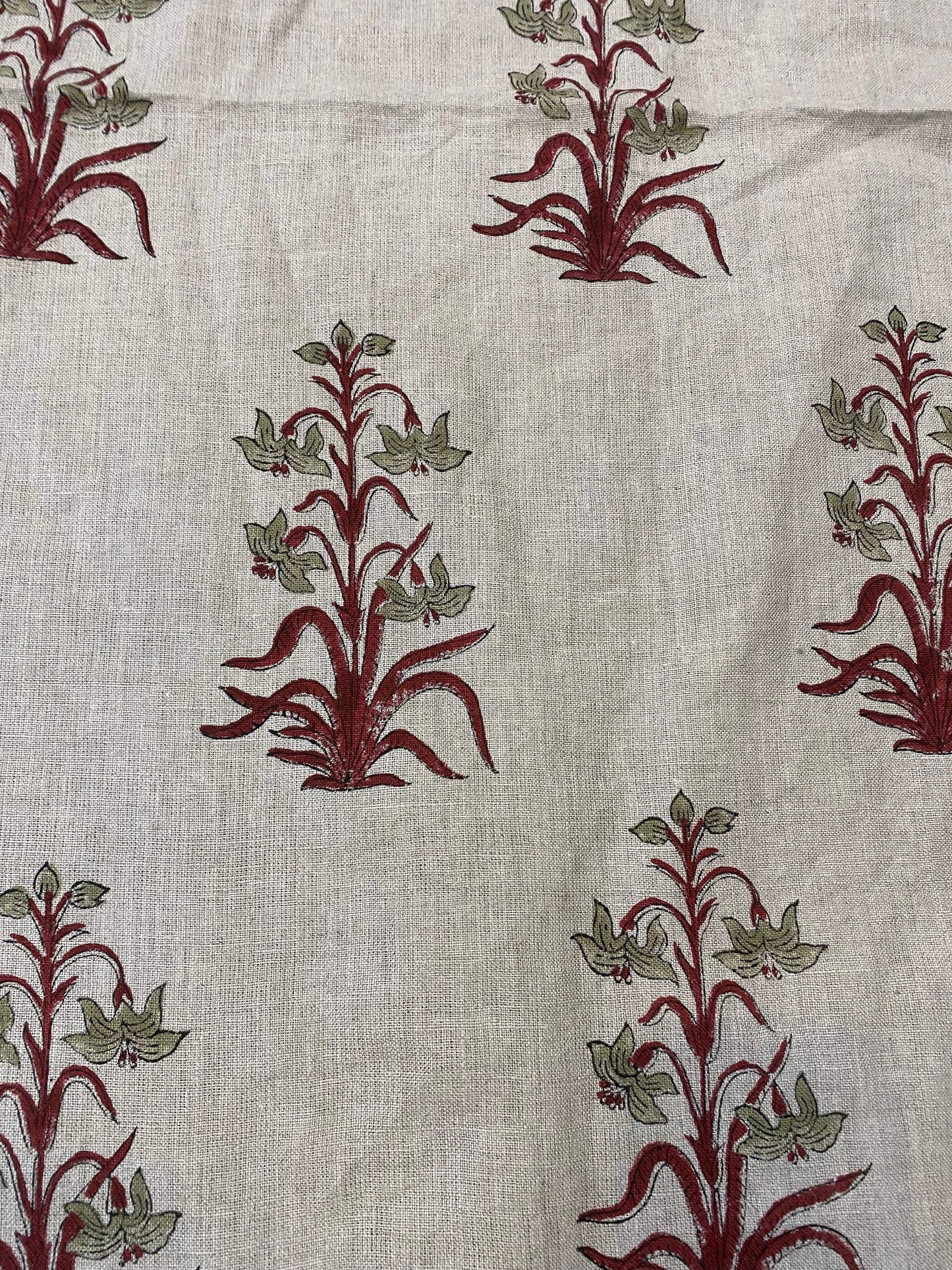 58" inches Hand Block Printed Linen Fabric , Home Decor Best Linen Fabric for decor, pillows ,upholstery, curtain