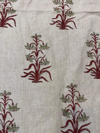 58" inches Hand Block Printed Linen Fabric , Home Decor Best Linen Fabric for decor, pillows ,upholstery, curtain