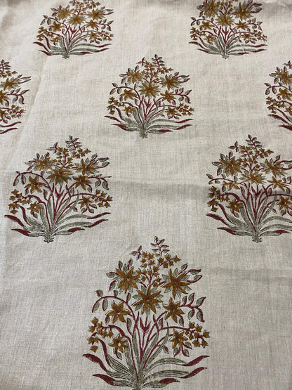 Rhea Hand Block Printed Linen Fabric for Home Decor - Maple Village Lane