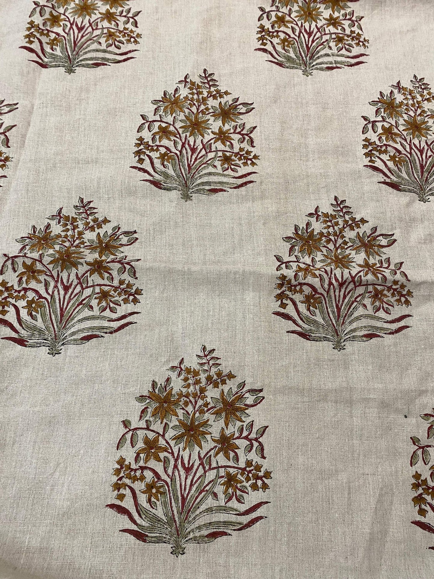 Rhea Hand Block Printed Linen Fabric for Home Decor - Maple Village Lane