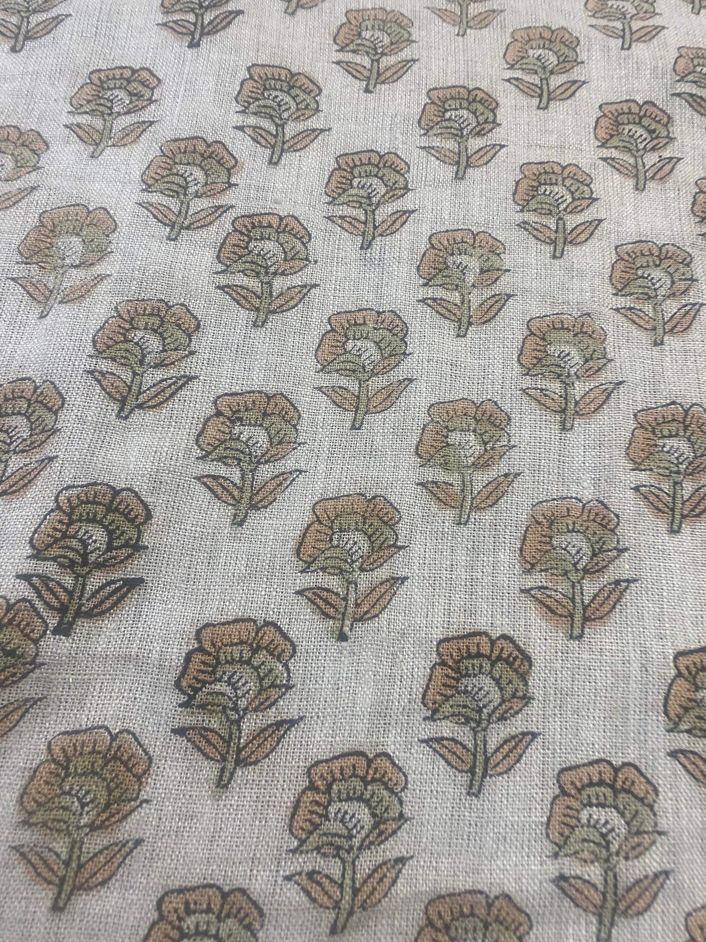 58" inches Hand Block Printed Linen Fabric , Home Decor Best Linen Fabric for decor, pillows ,upholstery, curtain