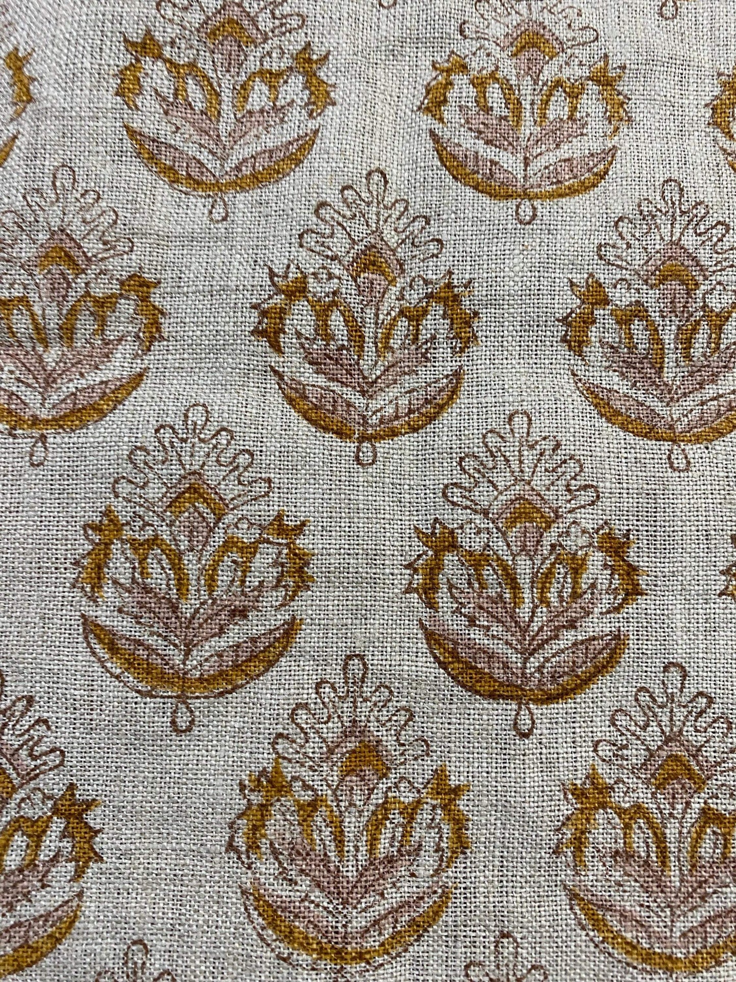 58" inches Hand Block Printed Linen Fabric , Home Decor Best Linen Fabric for decor, pillows ,upholstery, curtain - Maple Village Lane