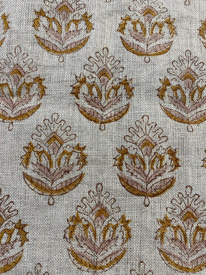 58" inches Hand Block Printed Linen Fabric , Home Decor Best Linen Fabric for decor, pillows ,upholstery, curtain - Maple Village Lane