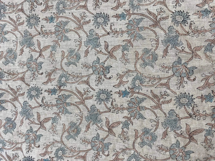58" inches Hand Block Printed Linen Fabric , Home Decor Best Linen Fabric for decor, pillows ,upholstery, curtain - Maple Village Lane