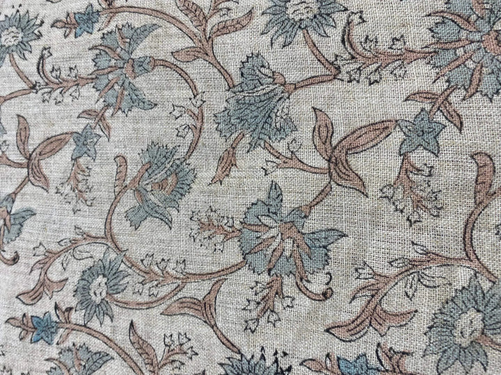 58" inches Hand Block Printed Linen Fabric , Home Decor Best Linen Fabric for decor, pillows ,upholstery, curtain - Maple Village Lane