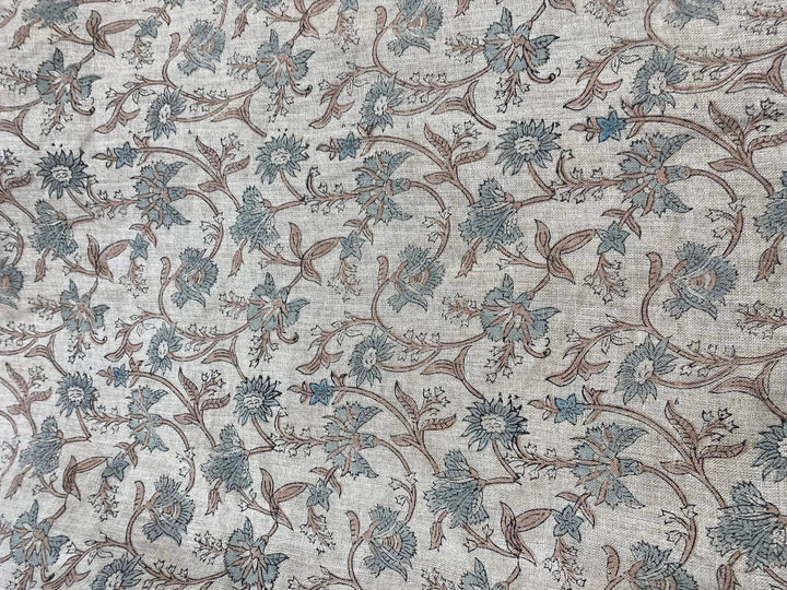 58" inches Hand Block Printed Linen Fabric , Home Decor Best Linen Fabric for decor, pillows ,upholstery, curtain - Maple Village Lane