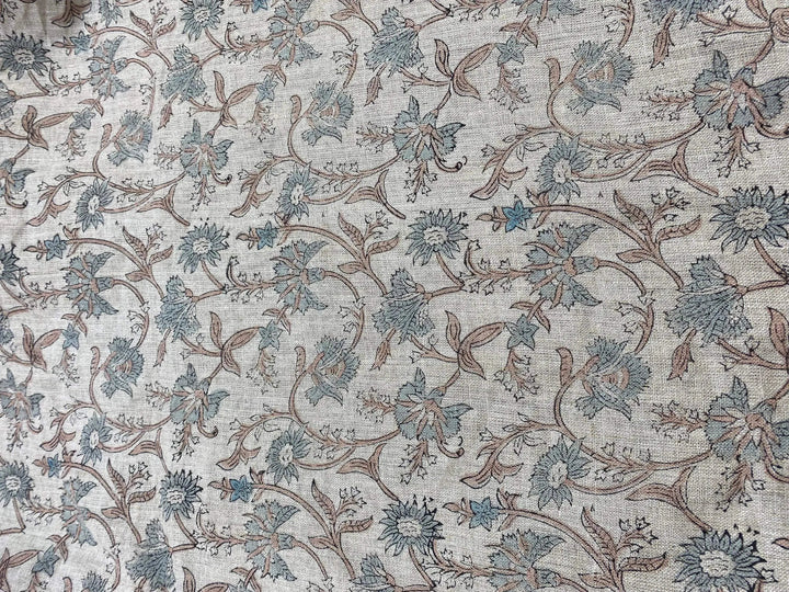 58" inches Hand Block Printed Linen Fabric , Home Decor Best Linen Fabric for decor, pillows ,upholstery, curtain - Maple Village Lane