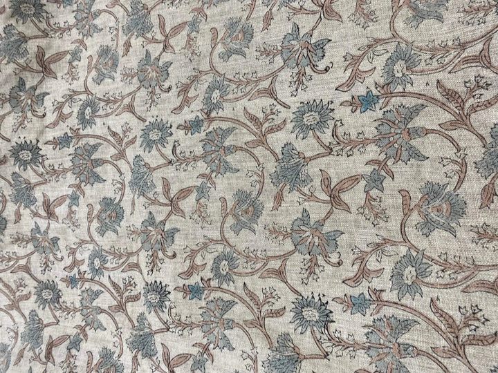 58" inches Hand Block Printed Linen Fabric , Home Decor Best Linen Fabric for decor, pillows ,upholstery, curtain - Maple Village Lane