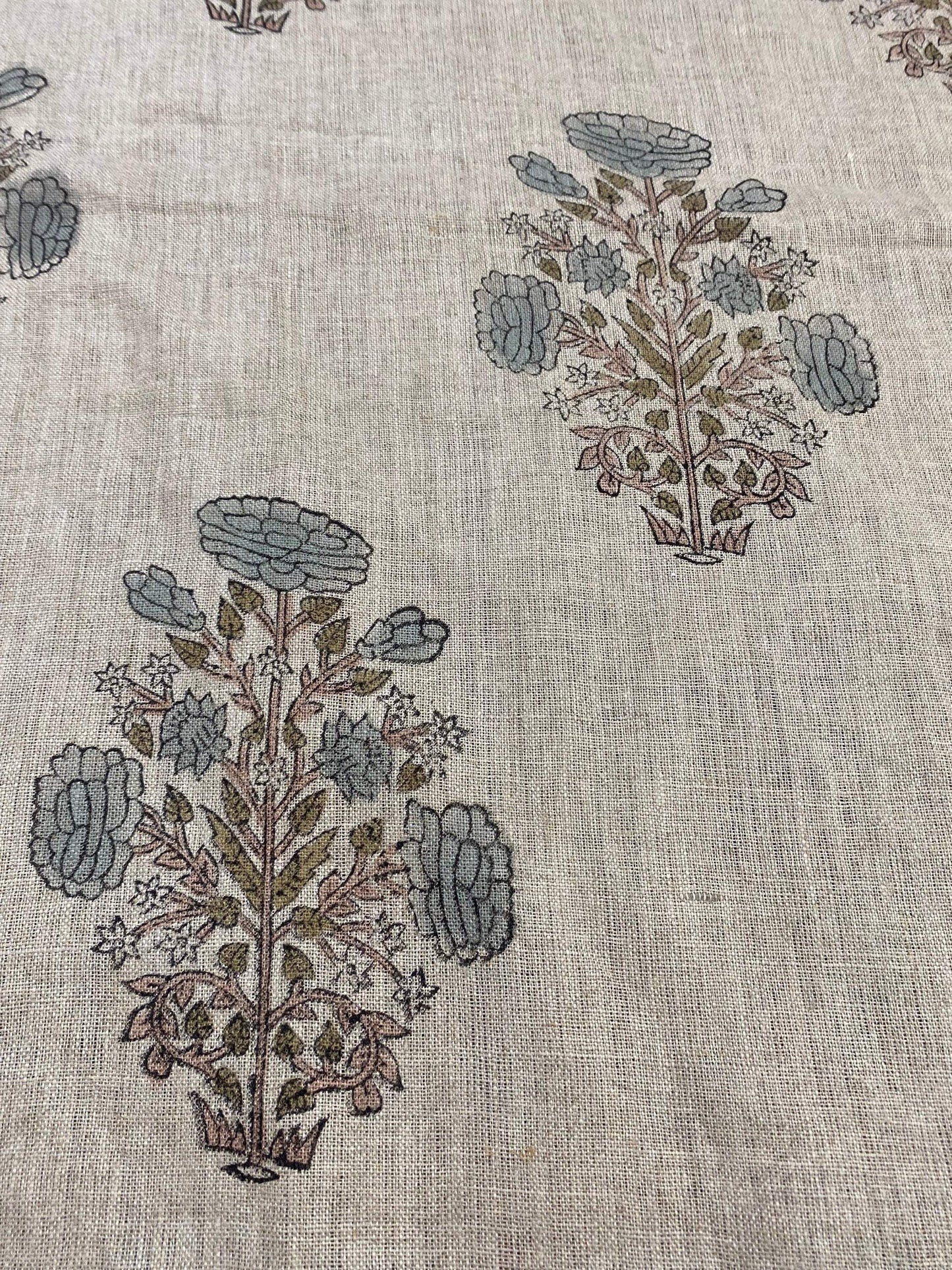 58" inches Hand Block Printed Linen Fabric , Home Decor Best Linen Fabric for decor, pillows ,upholstery, curtain