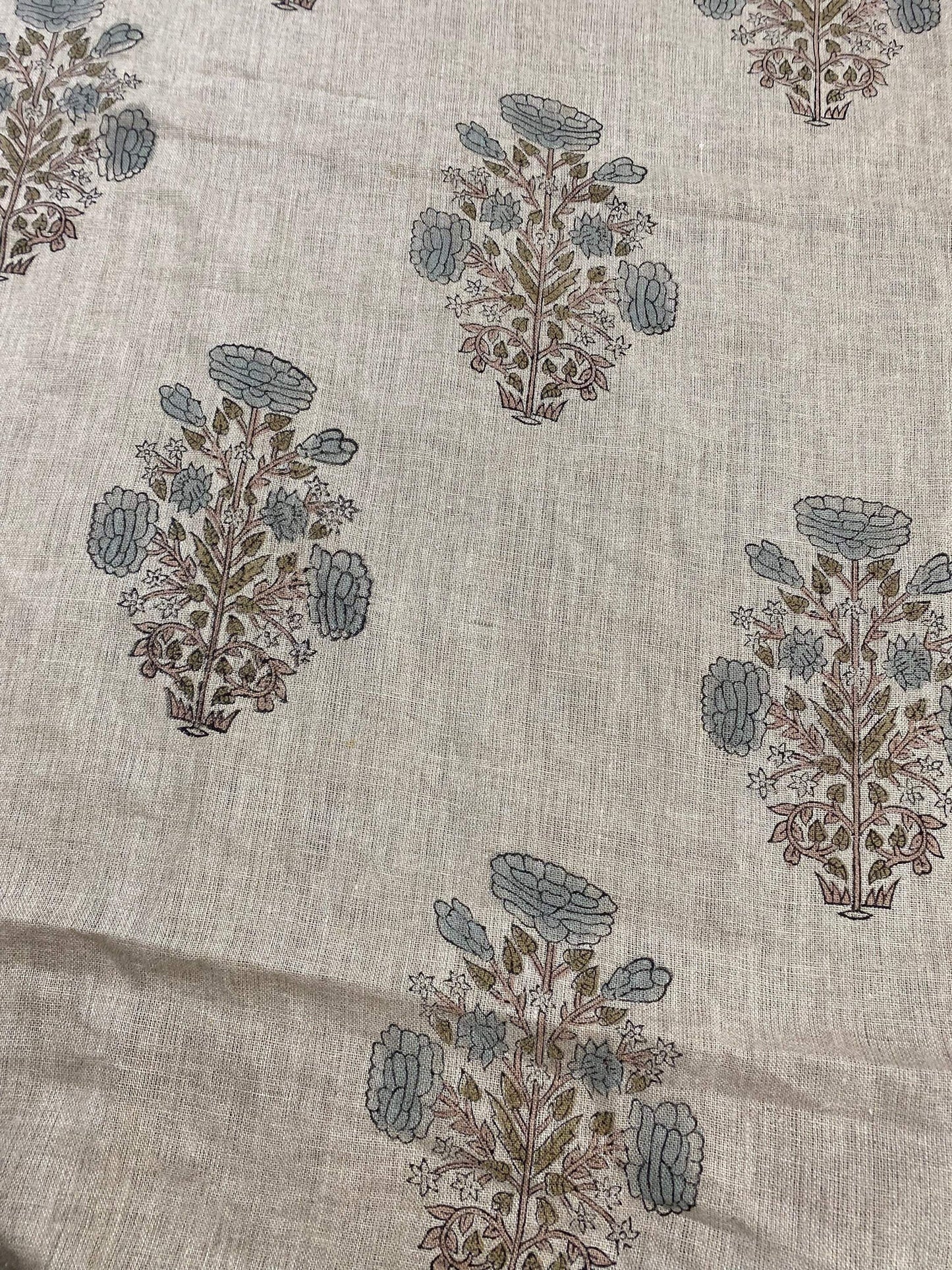 58" inches Hand Block Printed Linen Fabric , Home Decor Best Linen Fabric for decor, pillows ,upholstery, curtain