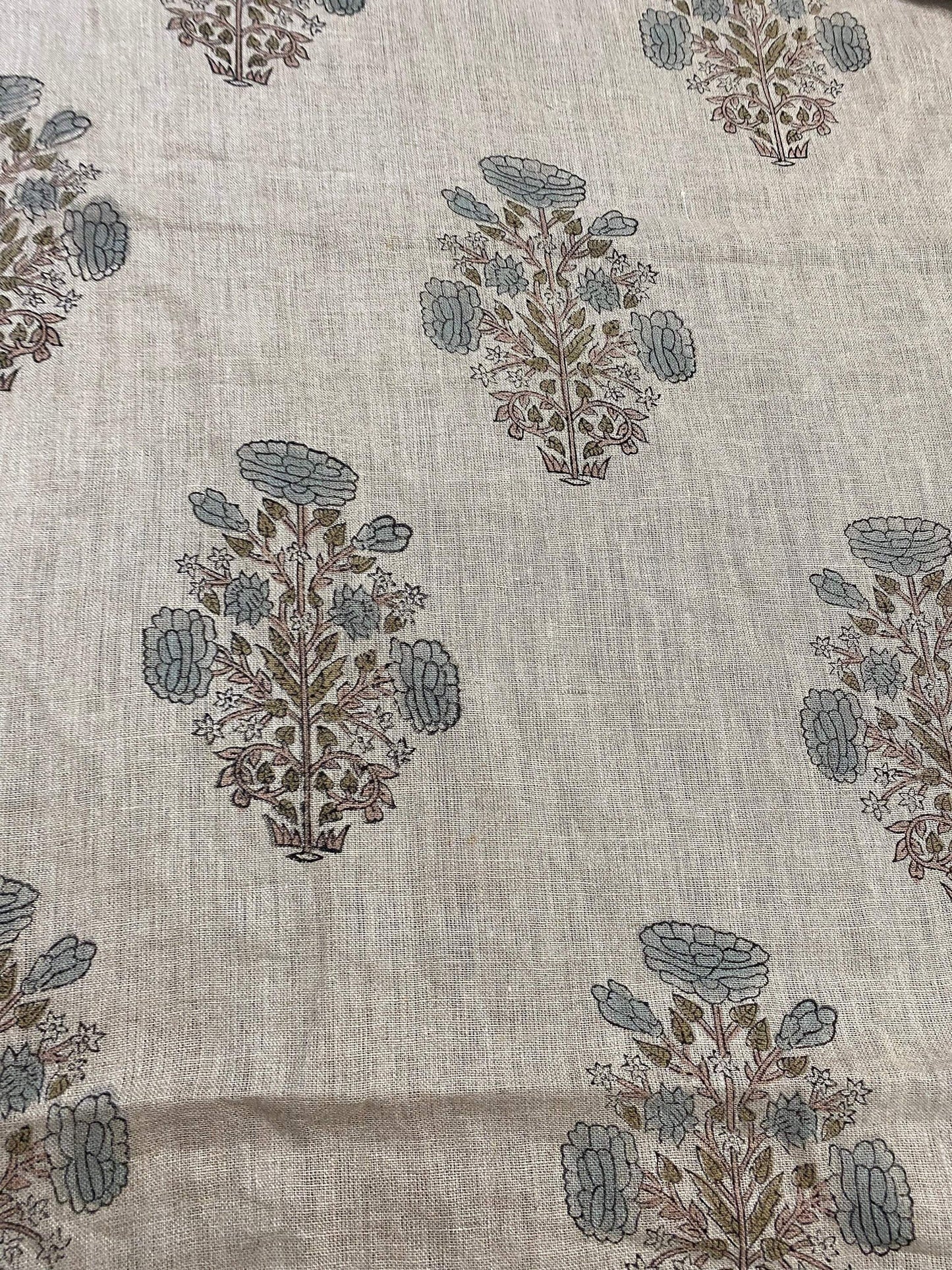 58" inches Hand Block Printed Linen Fabric , Home Decor Best Linen Fabric for decor, pillows ,upholstery, curtain