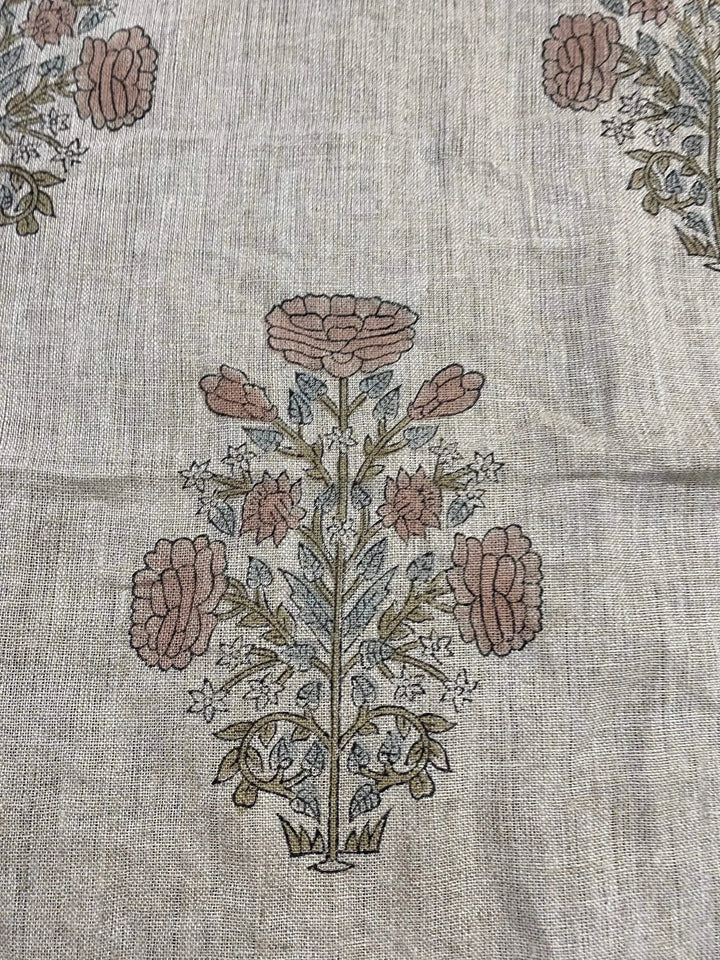 58" inches Hand Block Printed Linen Fabric , Home Decor Best Linen Fabric for decor, pillows ,upholstery, curtain - Maple Village Lane
