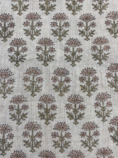 58" inches Hand Block Printed Linen Fabric , Home Decor Best Linen Fabric for decor, pillows ,upholstery, curtain