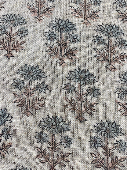 Linen fabric, Fabric by yard, Hand printed fabric, Block Print Fabric, Indian Fabric